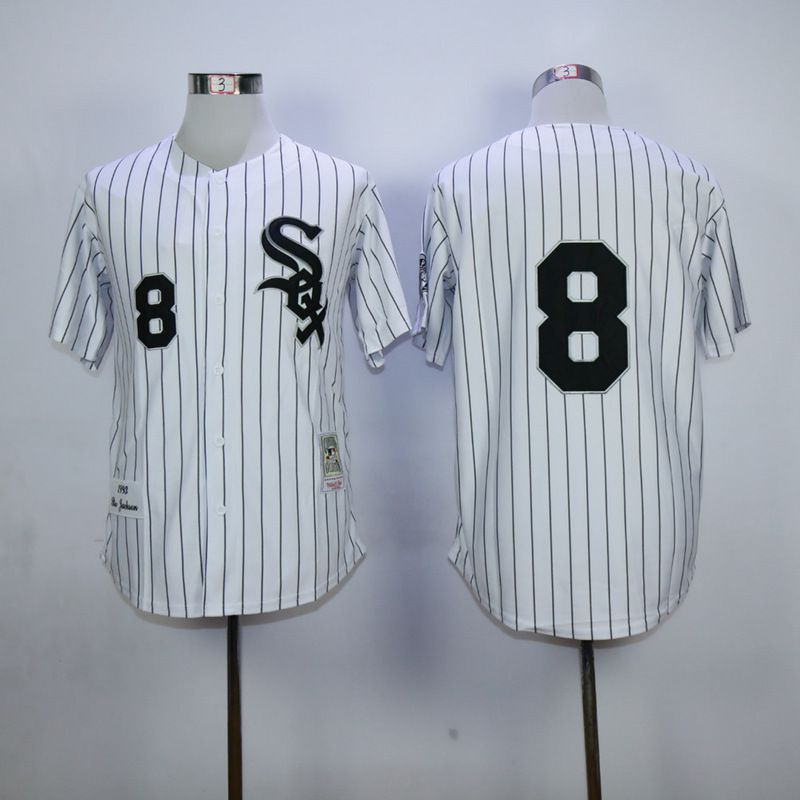 Men Chicago White Sox #8 Jackson White Throwback MLB Jerseys